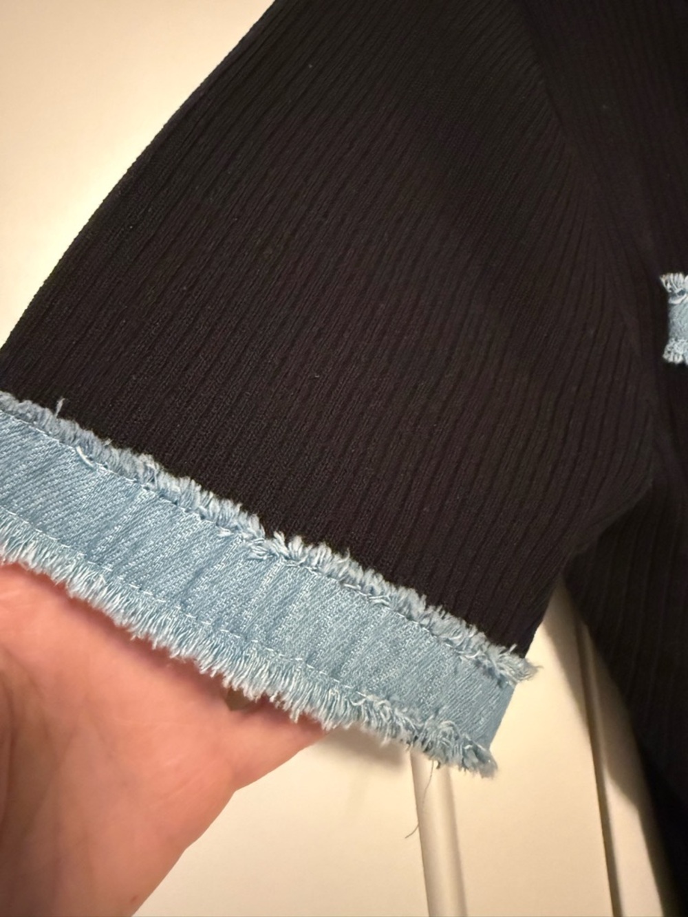 Black Knit Midi Dress with Blue Trim - Picture 4 of 5